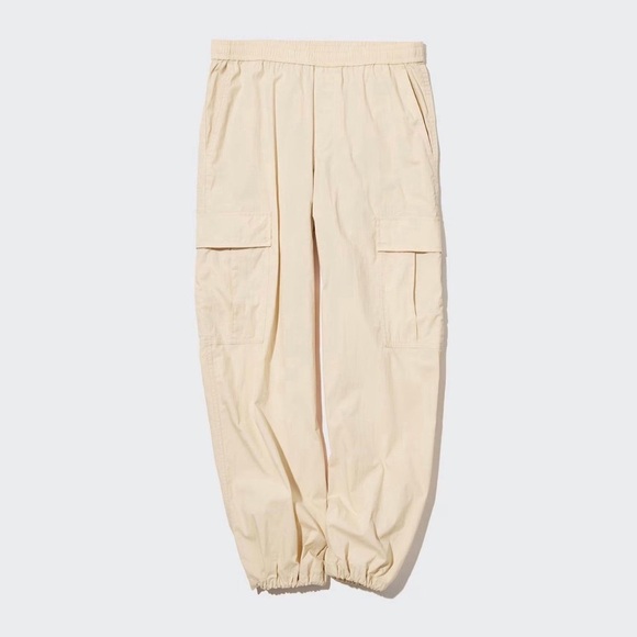 UNIQLO Easy Cargo Pants in Natural Cream Adjustable Hems Women's Size L - Picture 1 of 15